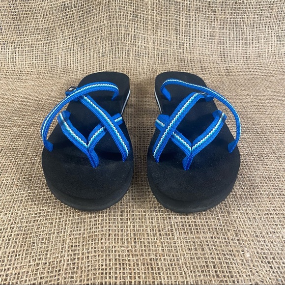 Teva sandals flip flops Blue strappy cushion Insoles Arch Support Sz  8 - Picture 7 of 12